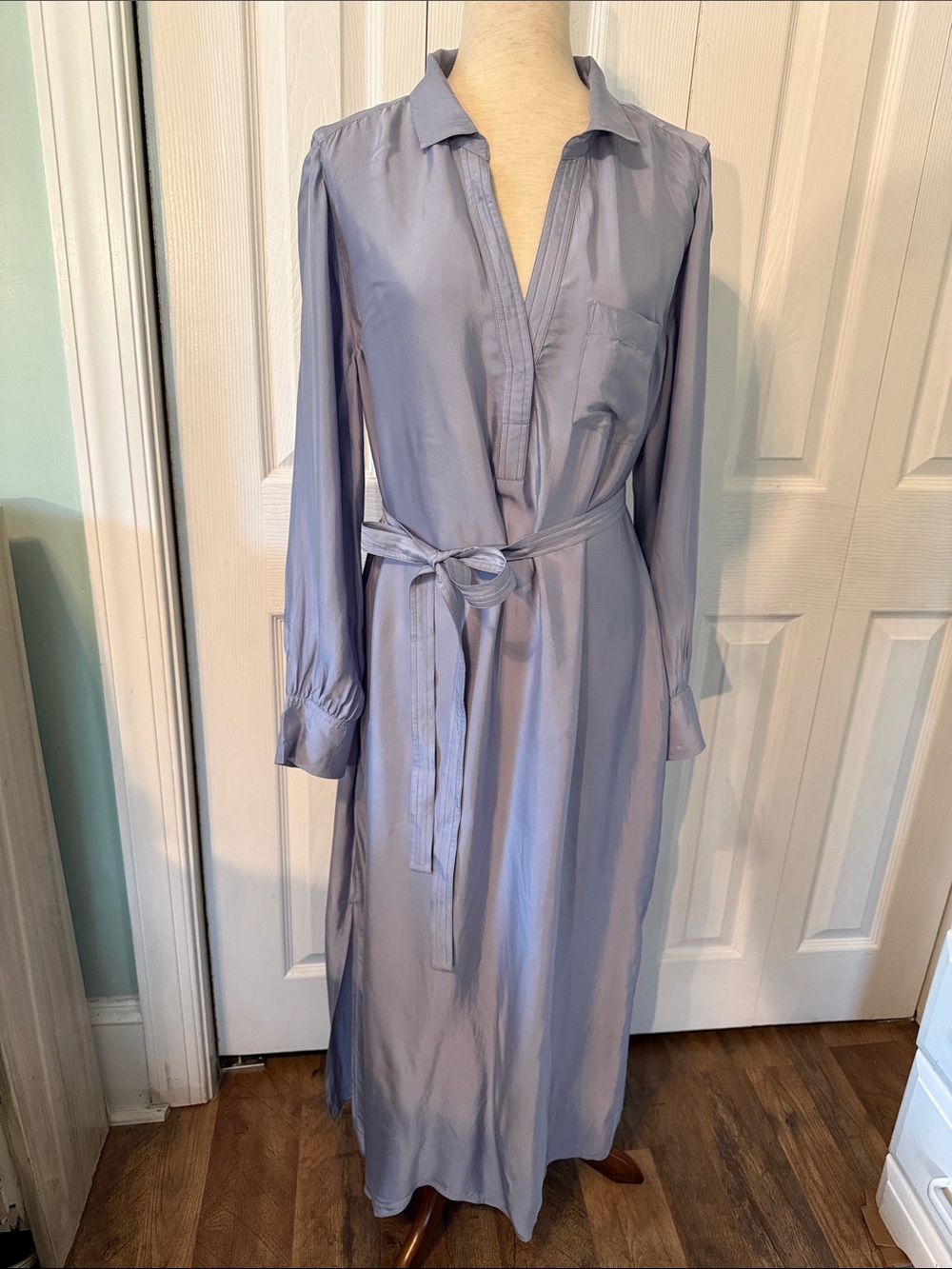 NWT J. Crew Lavender Maxi Shirt Dress with Waist Tie Sz 10